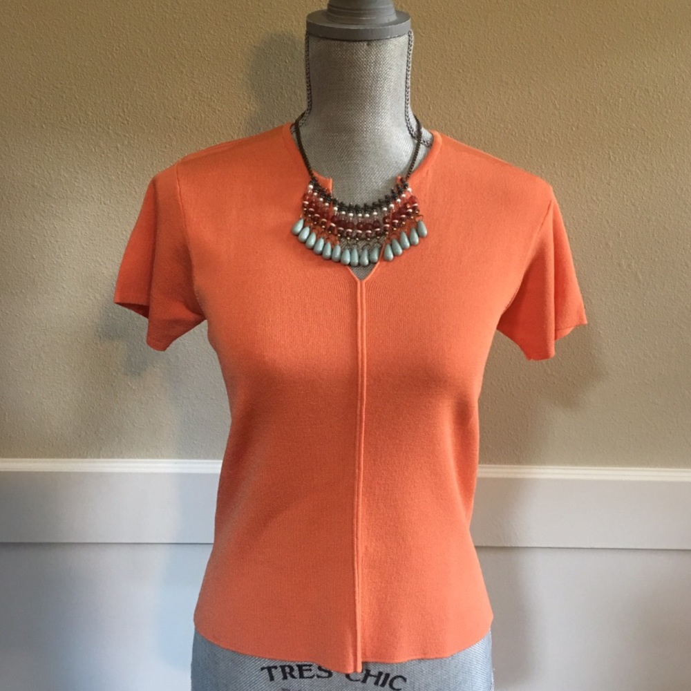 Tamotsu NY Nylon Blend Peach Dress Top SZ S